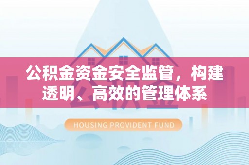 在线公积金资金安全监管，构建透明、高效的管理体系